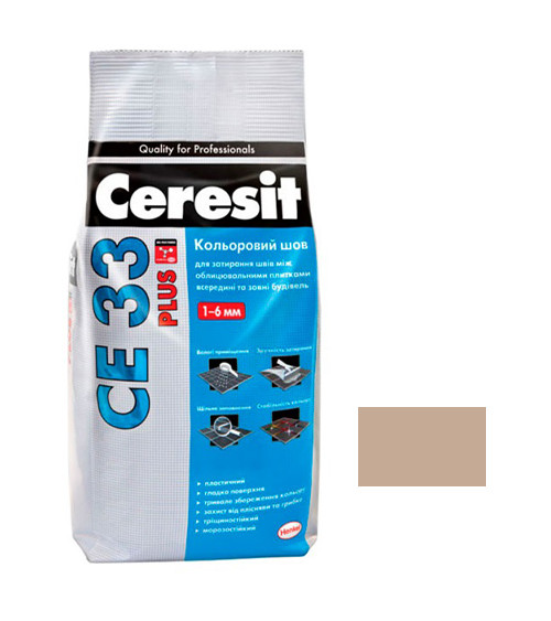 Шов кольоровий Церезіт (Ceresit) СЕ33 Plus, №125, карамель, 2кг