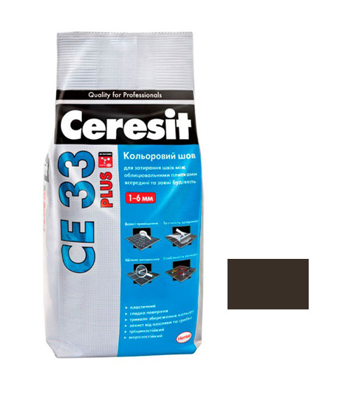 Шов кольоровий Церезіт (Ceresit) СЕ33 Plus, №131, темно-коричневий, 2кг