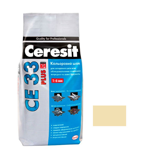 Шов кольоровий Церезіт (Ceresit) СЕ33 Plus, №140, ванільний, 2кг