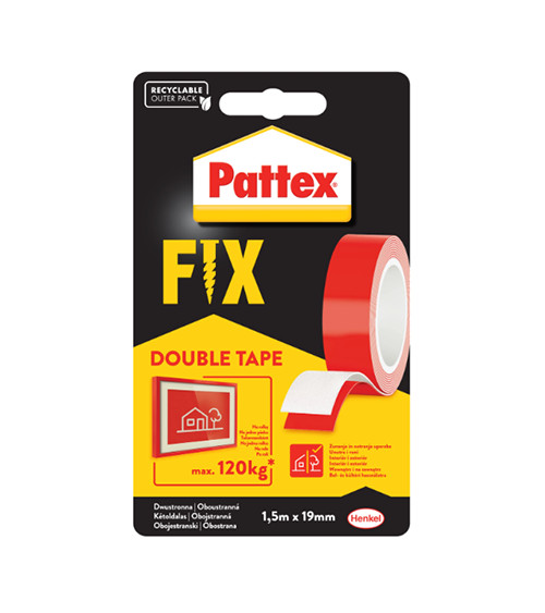 Лента двухсторонняя монтажная Патекс (Pattex) Fix, нагрузка 120кг, 19мм*1.5м