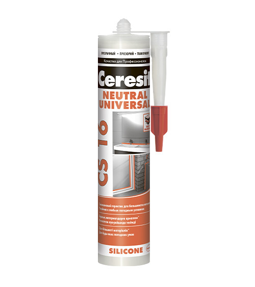 Герметик силіконовий нейтральний Церезіт (Ceresit) CS16 Neutral Universal Silicone, прозорий, 280мл