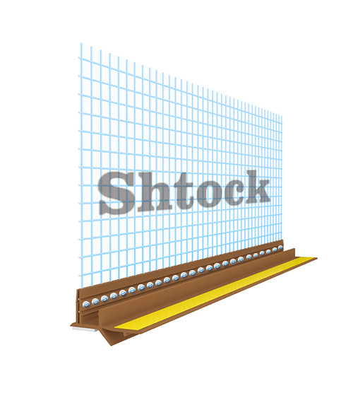 Профиль приоконный с сеткой Шток (Shtock), ПВХ, коричневый, 160гр/м2, 10*10см, 6мм, 2.5м