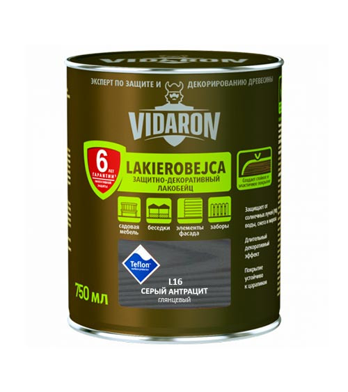 Лакобейц Відарон (Vidaron), сірий антрацит L16, 0.75 л