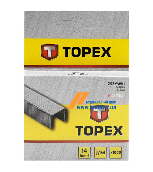 Скобы для степлера TOPEX тип J , 14 мм, 1000 шт