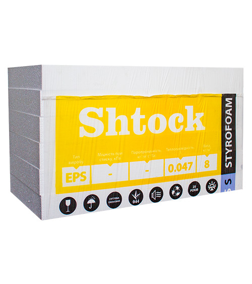 Пенопласт Шток (Shtock) EPS S, 100мм, 1*05м 