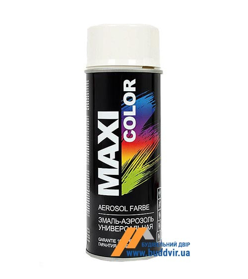 Емаль нітро аерозольна Максі Колор (Maxi Color) матовий, білий RAL9010М, 400мл