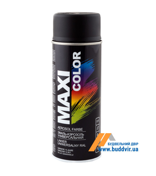 Емаль нітро аерозольна Максі Колор (Maxi Color) матовий, чорний RAL9005М, 400мл