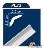 Плинтус потолочный Premium decor PL22, 22*22 мм, 2 м