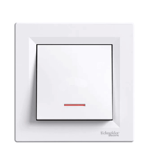 Выключатель одноклавишный с подсветкой Шнайдер Электрик (Schneider Electric) Asfora, белый