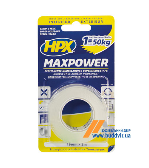 Лента двухсторонняя НРХ, MAXPOWER HT1902, 19мм*2м