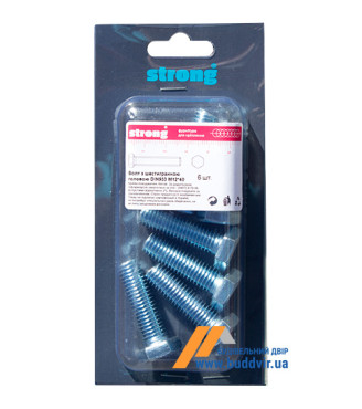 Болт Strong DIN933, с шестигранной головкой, цинк белый, М12х40 мм, (6 шт)