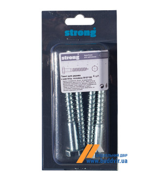 Гвинт DIN571 Стронг (Strong) для дерева, з шестигранною головкою, М10*100, (4 шт)