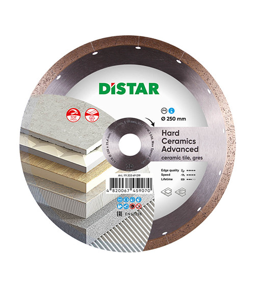 Алмазный отрезной кург DISTAR, Hard ceramics 1A1R, 250x1,5/1,0x10x25,4 мм