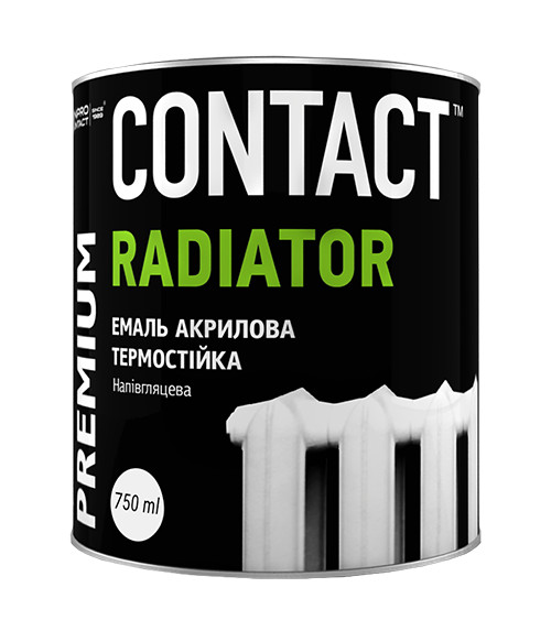 Емаль акрилова напівглянцева для радiаторів Дніпро Контакт (Dnipro Contact), білий, 0.45кг 