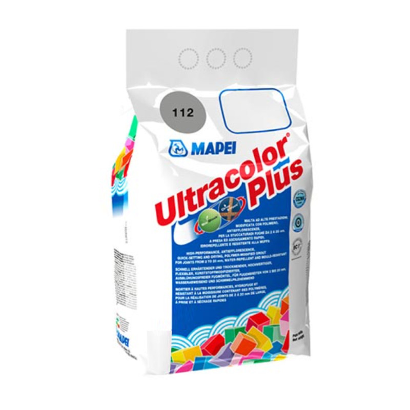 Шов кольоровий еластичний водостійкий Мапеі (Mapei) Ultracolor Plus 112, сірий, 2кг