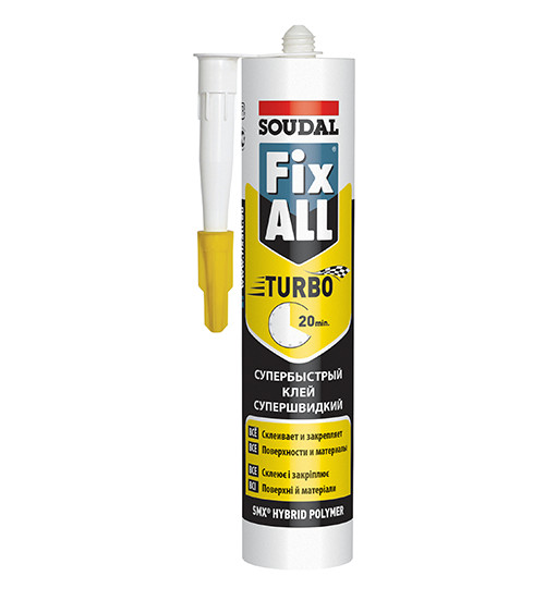 Клей-герметик Соудал (Soudal) Fix all flex TURBO, білий, 290мл