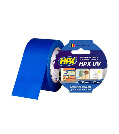 Малярная лента фасадная УФ-стойкая HPX UV, синий, 50мм*25м