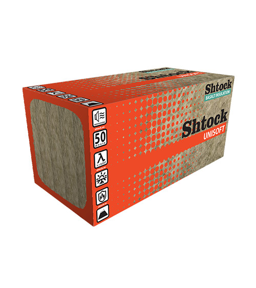 Базальтовая вата Шток(Shtock) Unisoft, 50мм, 0.6*1.2м, 30кг/м3, 5,76м2
