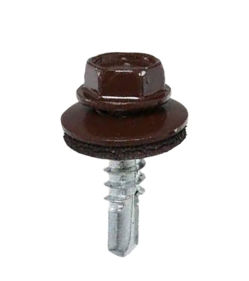 Гвинт покрівельний EPDM для металу Шток (Shtock), коричневий RAL 8019, 4.8*19мм, 250шт