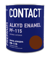 Эмаль алкидная глянцевая Днепр Контакт (Dnipro Contact) ПФ115, коричневый, 0.9кг