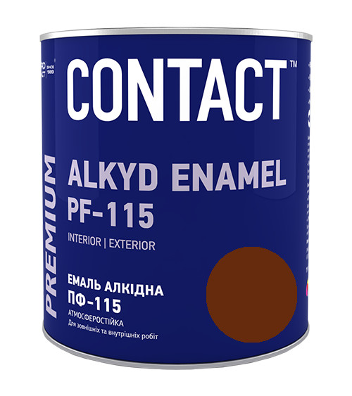 Емаль алкідна глянцева Дніпро Контакт (Dnipro Contact) ПФ115, коричневий, 0.9кг