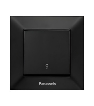 Вимикач прохідний Панасонік (Panasonic) Arkedia Slim, чорний, швидкий монтаж, 1 клавіша