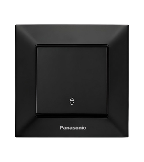 Вимикач прохідний Панасонік (Panasonic) Arkedia Slim, чорний, швидкий монтаж, 1 клавіша