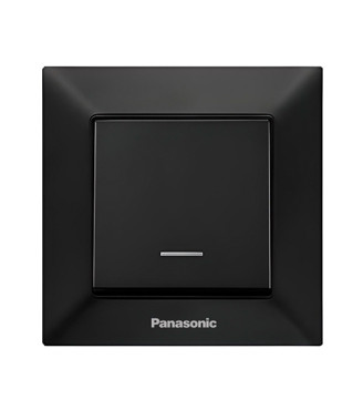 Вимикач прохідний з підсвіткою Панасонік (Panasonic) Arkedia Slim, чорний, швидкий монтаж, 1 клавіша