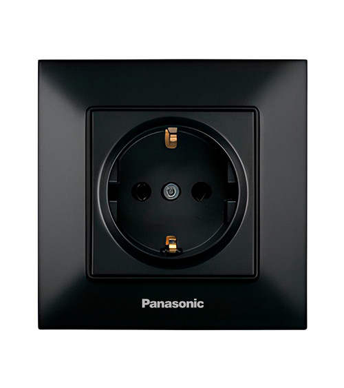Розетка одноместная с заземлением Панасоник (Panasonic) Arkedia Slim, черный