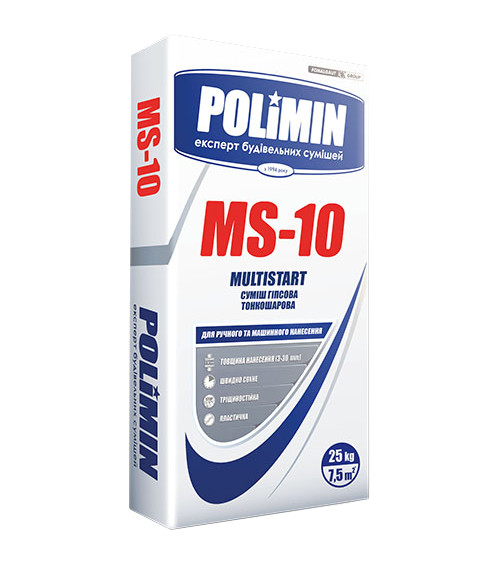 Штукатурка гипсовая тонкослойная Полимин (Polimin) MS-10, 25кг