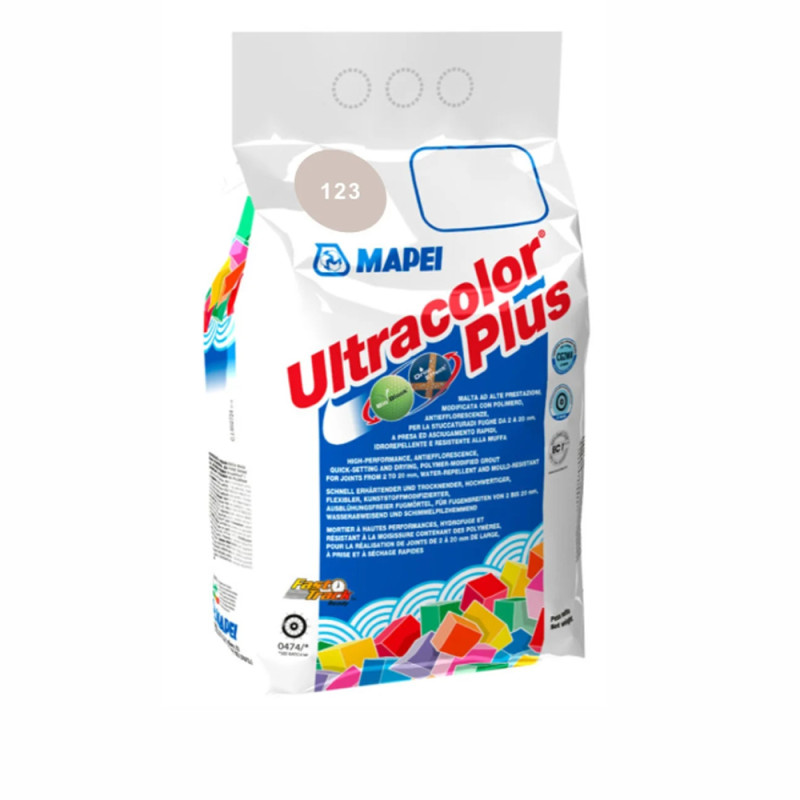 Шов кольоровий еластичний водостійкий Мапеі (Mapei) Ultracolor Plus 123, античний білий, 2кг