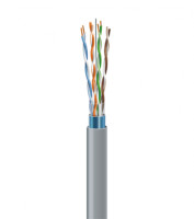 Кабель вита пара ЗЗКМ, екранований, F/TP CAT5e, 4*2*24AWG (0.51мм, клас 1), 305м, сірий