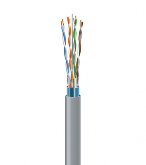 Кабель вита пара ЗЗКМ, екранований, F/TP CAT5e, 4*2*24AWG (0.51мм, клас 1), 305м, сірий