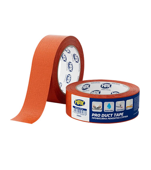 Стрічка універсальна ремонтна помаранчева HPX Duct Tape PRO, 48мм, 25м 