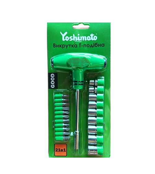 Отвертка Т-образная со сменными насадками Йошимото (Yoshimoto), 21в1