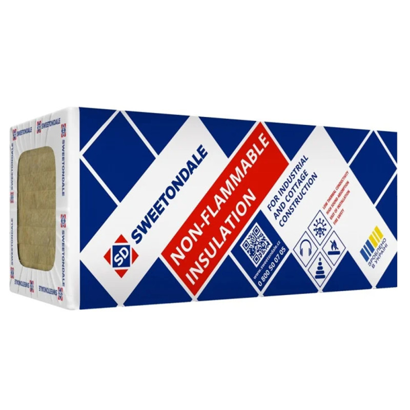 Базальтова вата Світондейл (SWEETONDALE) Thermowool vent extra, 75кг/м3, 50мм, 0,6*1,2м, 4.32м2