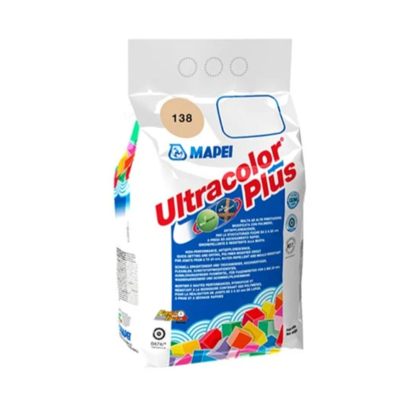 Шов кольоровий еластичний водостійкий Мапеі (Mapei) Ultracolor Plus 138, мигдаль, 2кг
