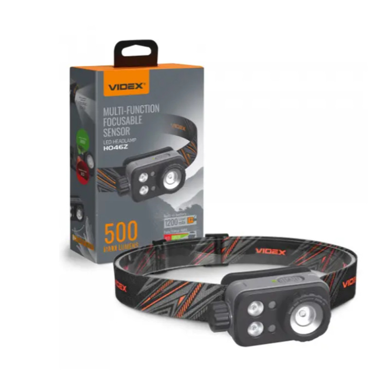 Фонарик LED налобный Видекс (Videx) VLF-H046Z, аккумуляторный, 500Лм, 5000K