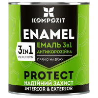Грунт-емаль антикорозійна Композит (Kompozit) Protect 3в1, шовковисто-матовий, синій RAL5010, 0.75кг
