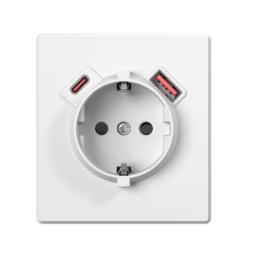 Розетка одноместная с заземлением Видекс (Videx) USB-A+C 20W, белый матовый